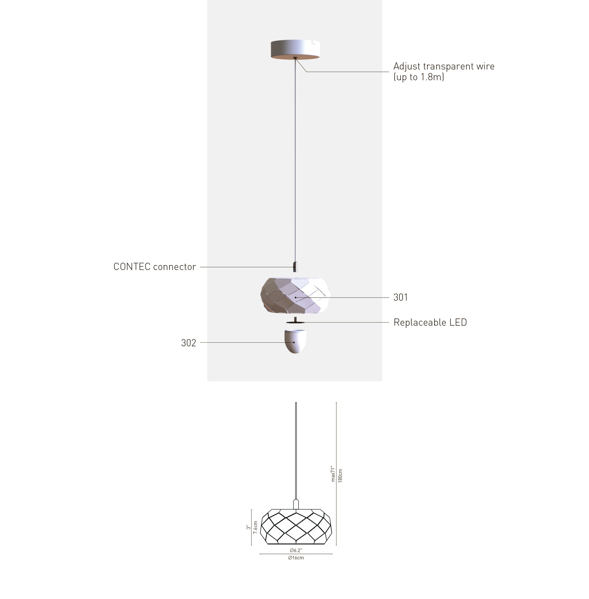 Unique LED modular pendants system - contec development